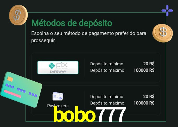 O cassino bobo777 oferece uma grande variedade de métodos de pagamento